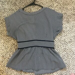 Monteau Black and White Striped Top